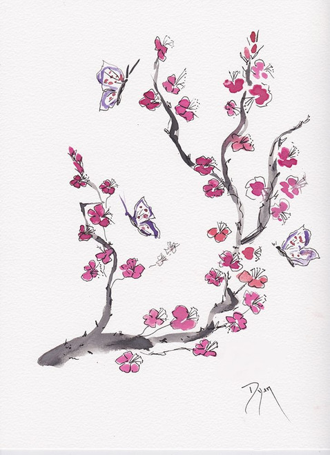 Plum Blossom with Butterflies Poster Print by Beverly Dyer - Item # VARPDXBDRC189