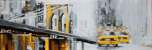 YELLOW BROOKLYN BRIDGE WITH TAXIS Poster Print by Atelier B Art Studio Atelier B Art Studio - Item # VARPDXBEGCIT139