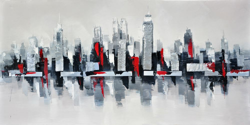 GRAY AND RED FLOATING CITYSCAPE Poster Print by Atelier B Art Studio Atelier B Art Studio - Item # VARPDXBEGCIT55