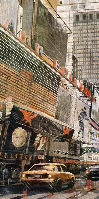 STREET VIEW WITH YELLOW TAXI Poster Print by Atelier B Art Studio Atelier B Art Studio - Item # VARPDXBEGCIT74