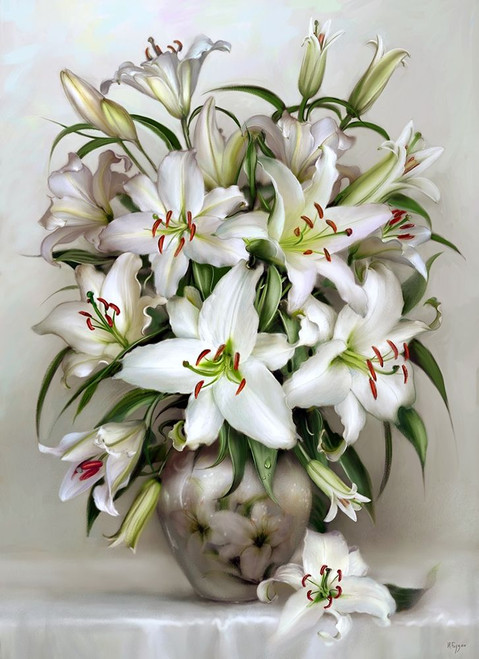 Bouquet of white lilies Poster Print by Igor Buzin