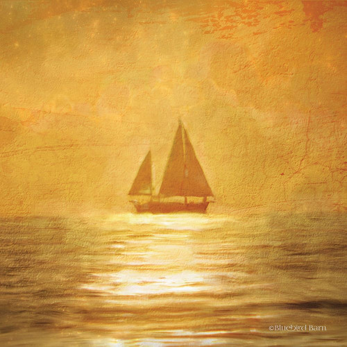 Solo Gold Sunset Sailboat Poster Print by Bluebird Barn Bluebird Barn - Item # VARPDXBLUE223
