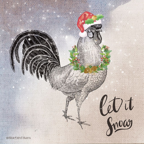 Vintage Christmas Be Merry Rooster Poster Print by Bluebird Barn Bluebird Barn