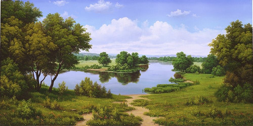 Near the river Poster Print by Vyacheslav Babichev