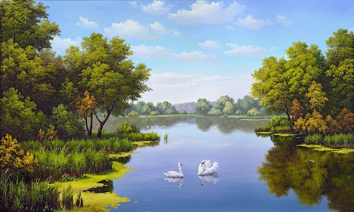 Landscape with swans Poster Print by Vyacheslav Babichev - Item # VARPDXBV2