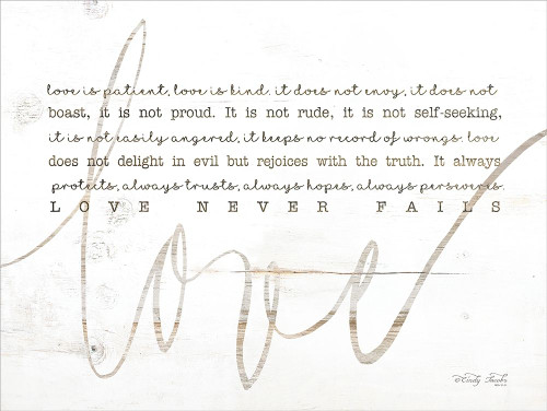 Love Never Fails Poster Print by Cindy Jacobs