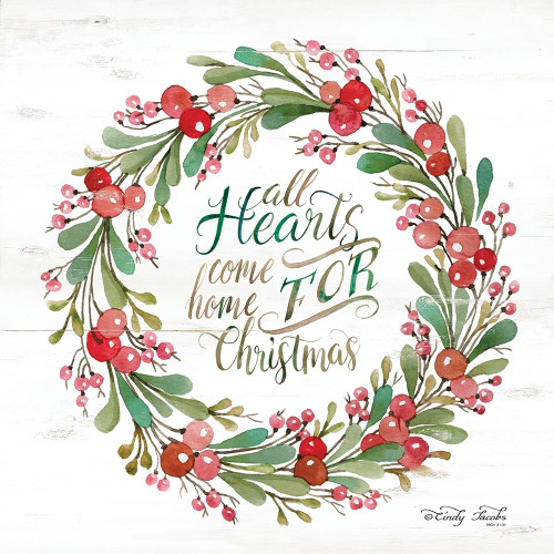 All Hearts Come Home for Christmas Berry Wreath Poster Print by Cindy Jacobs - Item # VARPDXCIN1631