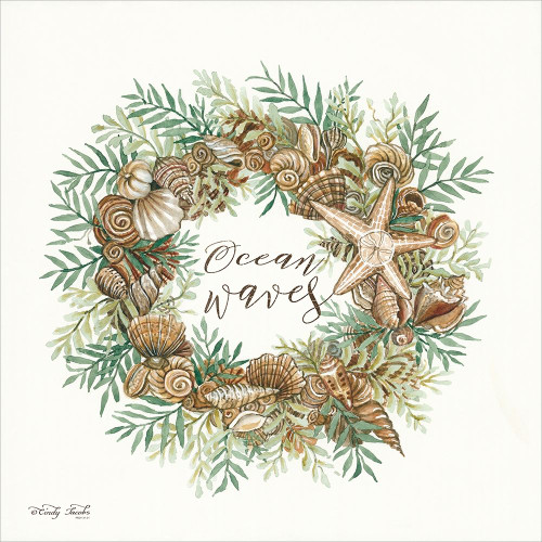 Ocean Waves Shell Wreath Poster Print by Cindy Jacobs - Item # VARPDXCIN719