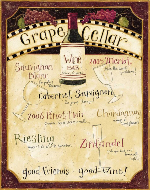 Wine Menu Poster Print by Dan DiPaolo