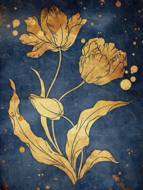 Floral Golden Blues Mate Poster Print by Jace Grey