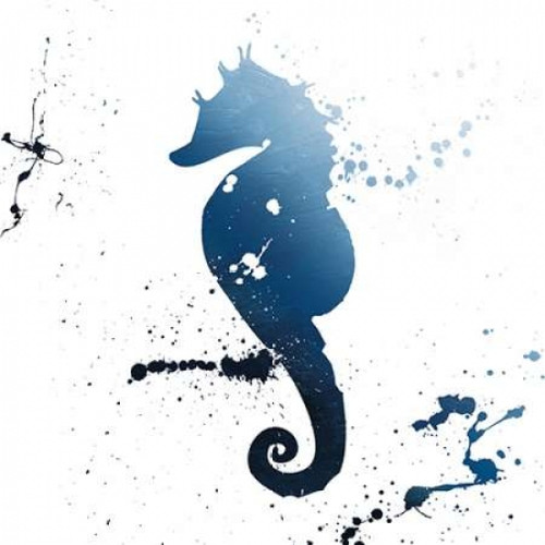 Seahorse Splatter Indigo Poster Print by Jace Grey