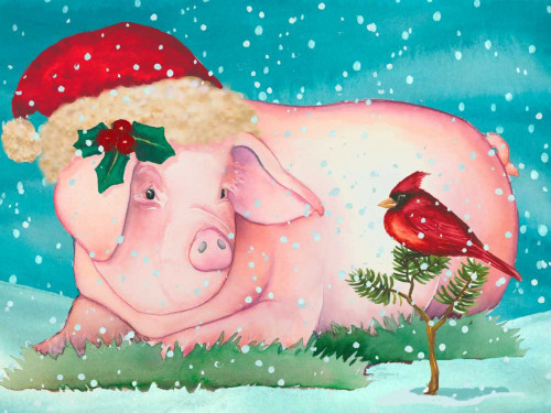 Christmas Pig And Friend Poster Print by Laurie Korsgaden - Item # VARPDXLKRC3876