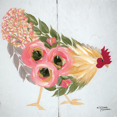 Floral Hen on White Poster Print by Michele Norman - Item # VARPDXMN158 Floral Hen on White Poster Print by Michele Norman - Item # VARPDXMN158