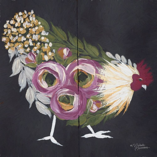 Floral Hen on Black Poster Print by Michele Norman - Item # VARPDXMN160 Floral Hen on Black Poster Print by Michele Norman - Item # VARPDXMN160