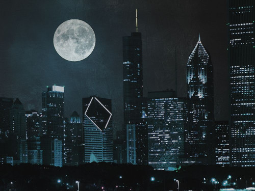 Moonlit Chicago Poster Print by Marcus Prime - Item # VARPDXMPRC209A