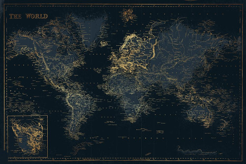 Golden Blue World Poster Print by Mlli Villa - Item # VARPDXMVRC037B