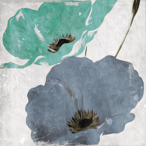 Floral Teal and Blue Hues Mate Poster Print by Milli Villa - Item # VARPDXMVSQ075B