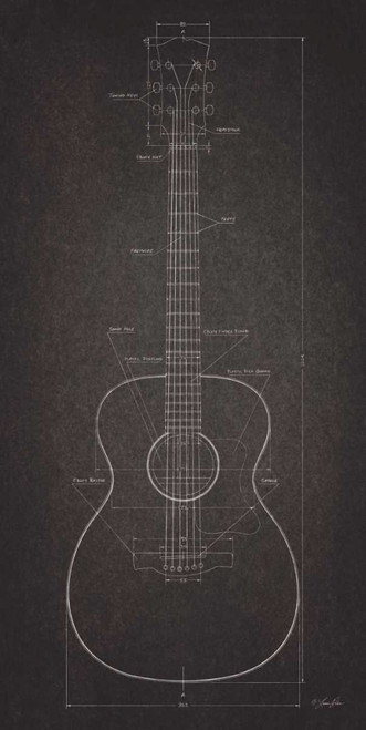 Acoustic Guitar Blueprint Poster Print by Lauren Rader