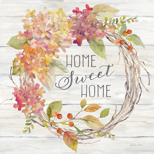 Farmhouse Hydrangea Wreath Spice I Home Poster Print by Cynthia Coulter