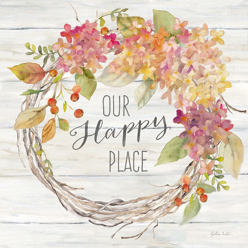 Farmhouse Hydrangea Wreath Spice II Happy Place Poster Print by Cynthia Coulter - Item # VARPDXRB13562CC