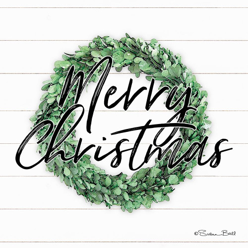 Merry Christmas Boxwood Wreath Poster Print by Susan Ball - Item # VARPDXSB638