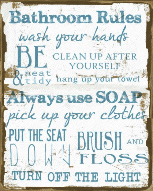 BATHROOM RULES WHITE Poster Print by Taylor Greene - Item # VARPDXTG5RC077B2
