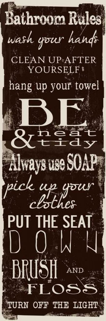 Bathroom Rules Chocolate White Poster Print by Taylor Greene - Item # VARPDXTGPL077B4