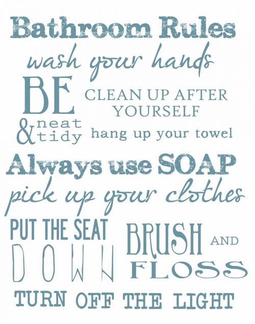 BATHROOM RULES WHITE Poster Print by Taylor Greene - Item # VARPDXTGRC077E