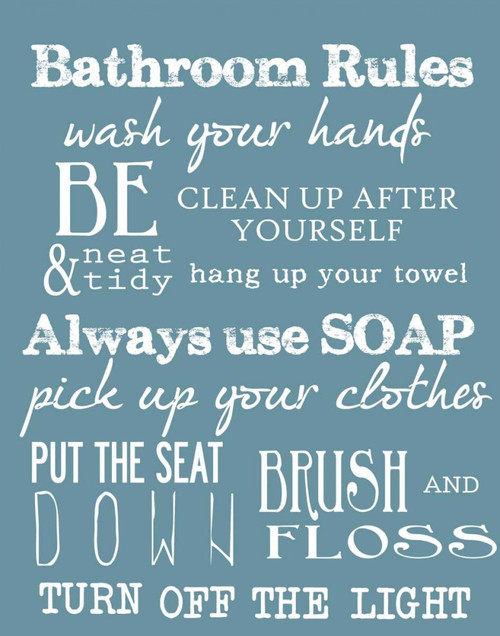 BATHROOM RULES BLUE Poster Print by Taylor Greene - Item # VARPDXTGRC077F