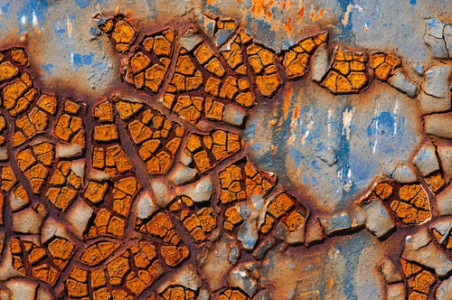 Details of rust and paint on metal Poster Print by Zandria Muench Beraldo (24 x 18) # AB01ZMU0072
