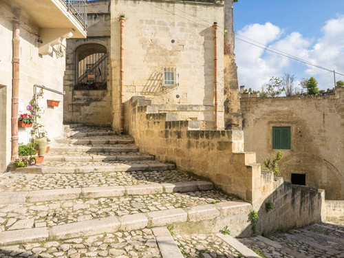Cobblestone stairs in the old town of Matera Poster Print by Julie Eggers (24 x 18) # EU16JEG0568