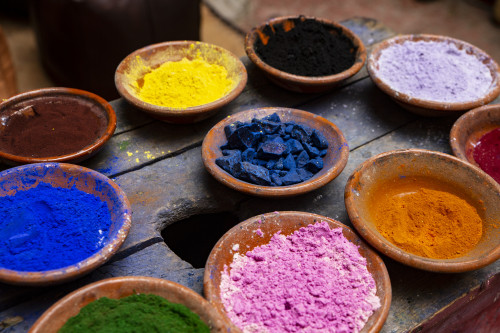 Marrakech, Morocco. Terra cotta bowls of colored pigment Poster Print by Jolly Sienda - Item # VARPDDAF29JSI0141