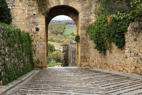 Italy, Monteriggioni. Arched exit-way through city walls Poster Print by Emily Wilson - Item # VARPDDEU16EWI0304