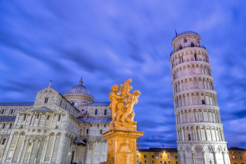 Italy, Pisa. Pisa Cathedral and Leaning Tower at sunset.  Poster Print by Jaynes Gallery - Item # VARPDDEU16BJY0378