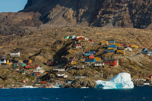 Greenland, Uummannaq Colorful houses dot the rocky landscape Poster Print by Inger Hogstrom (24 x 18) # GR01IHO0439