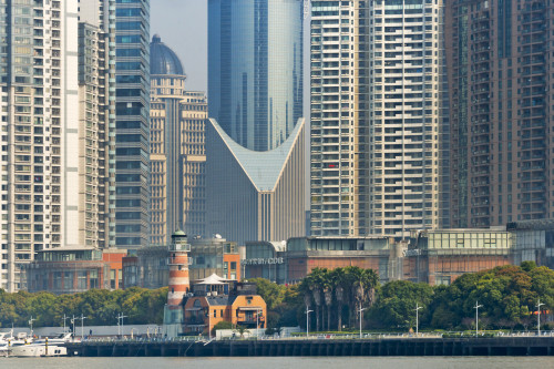 High-rise and light house by Huangpu River in Pudong, Shanghai, China Poster Print by Keren Su - Item # VARPDDAS07KSU2179