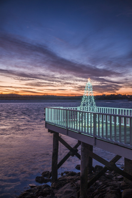 USA, Massachusetts, Cape Ann, Annisquam. Waterfront Christmas Tree Poster Print by Walter Bibikow - Item # VARPDDUS22WBI3009