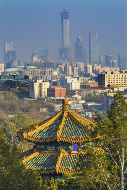 Hazy Zhoushan Pagoda Jingshan Park Skyscrapers Skyline Beijing, China Poster Print by William Perry - Item # VARPDDAS07WPE0518