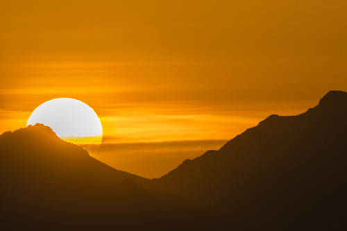 USA, Arizona, Saguaro National Park. Sunset and mountain silhouette.  Poster Print by Jaynes Gallery - Item # VARPDDUS03BJY0549