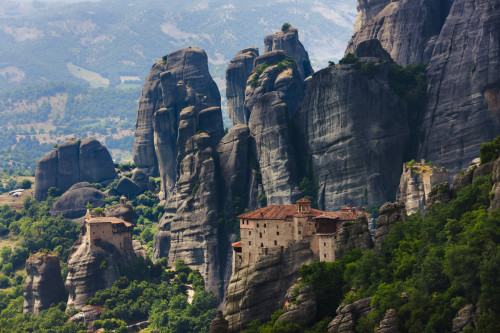 St. Nikolaos Anapafsas Monastery and Monastery of Roussanou, Meteora, Greece Poster Print by Keren Su - Item # VARPDDEU12KSU0058 St. Nikolaos Anapafsas Monastery and Monastery of Roussanou, Meteora, Greece Poster Print by Keren Su - Item # VARPDDEU12KSU0058