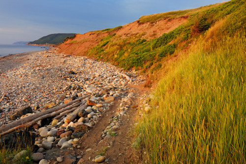 Canada, Nova Scotia, Pleasant Bay. Red cliffs at sunset on Cabot Trail. Poster Print by Jaynes Gallery - Item # VARPDDCN07BJY0049