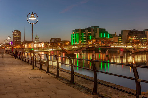 The Custom house over the River Liffey at dusk in downtown Dublin, Ireland Poster Print by Chuck Haney (24 x 18) # EU15CHA0095