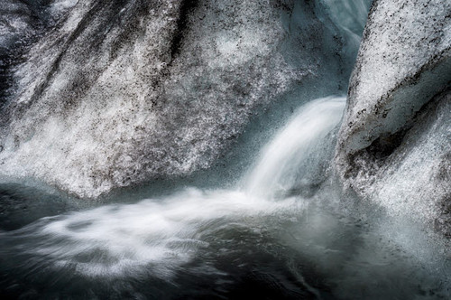 Iceland, abstract ice, ash and meltwater flume on the Solheimajokull Glacier Poster Print by Mark Williford (24 x 18) # EU14MWI0039