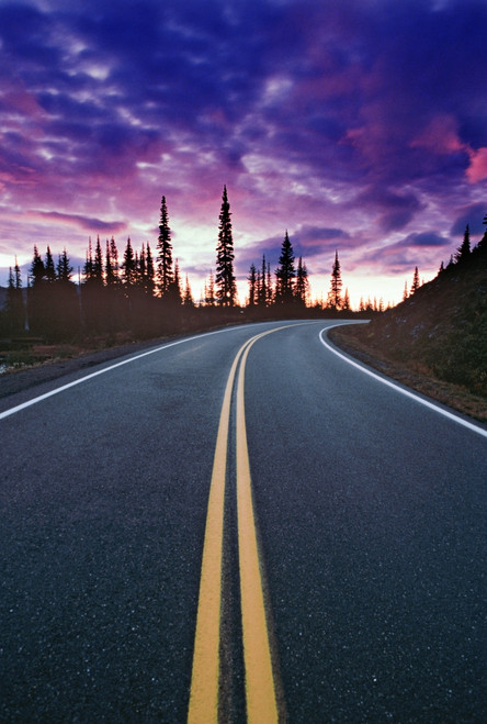 USA, Washington State, Mt. Rainier National Park. Road and clouds at sunset. Poster Print by Jaynes Gallery - Item # VARPDDUS48BJY1038