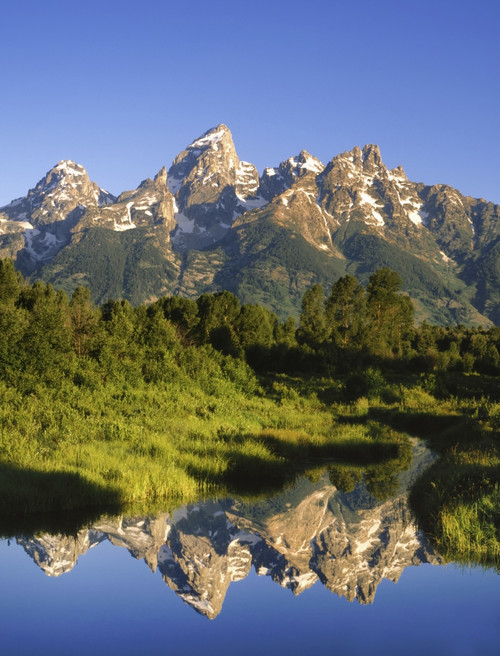 USA, Wyoming, Grand Teton National Park. Grand Tetons reflect in Snake River. Poster Print by Jaynes Gallery - Item # VARPDDUS51BJY0165
