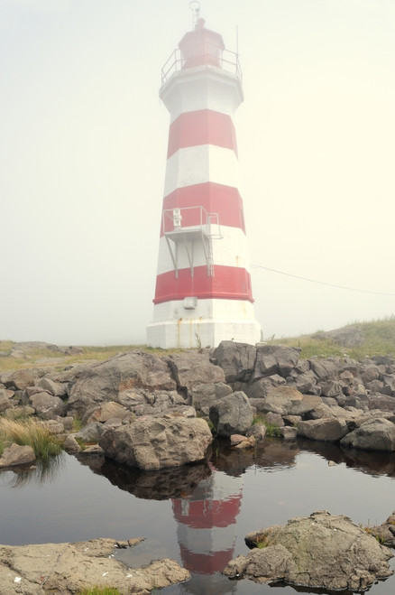 Canada, Nova Scotia, Brier Island. Reflection of Brier Island Lighthouse in pond. Poster Print by Jaynes Gallery - Item # VARPDDCN07BJY0031