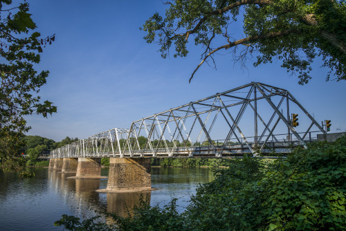 USA, Pennsylvania, Bucks County. Washington Crossing, bridge across the Delaware River Poster Print by Walter Bibikow - Item # VARPDDUS39WBI0508