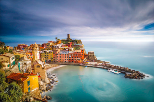 Europe, Italy, Vernazza Overview of coastal town Credit as: Jim Nilsen / Jaynes Gallery Poster Print by Jaynes Gallery (24 x 18) # EU16BJY0491