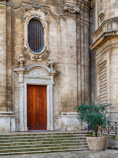 Italy, Bari, Apulia, Monopoli Entrance to the Basilica Cattedrale Maria Santissima della Madia Poster Print by Julie Eggers (18 x 24) # EU16JEG0708