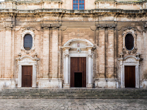 Italy, Bari, Apulia, Monopoli Entrance to the Basilica Cattedrale Maria Santissima della Madia Poster Print by Julie Eggers (24 x 18) # EU16JEG0709